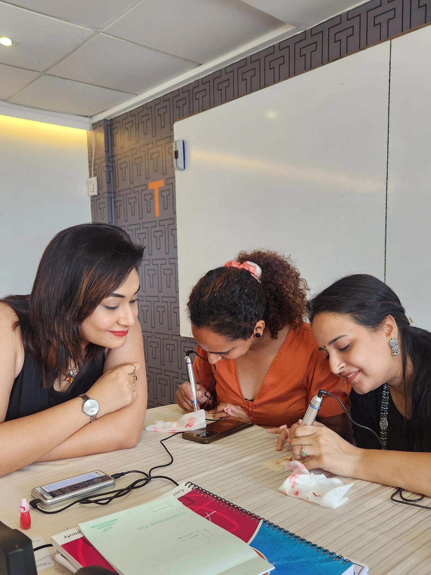 Participant performing Face Lifting Procedure with HIFU Machine